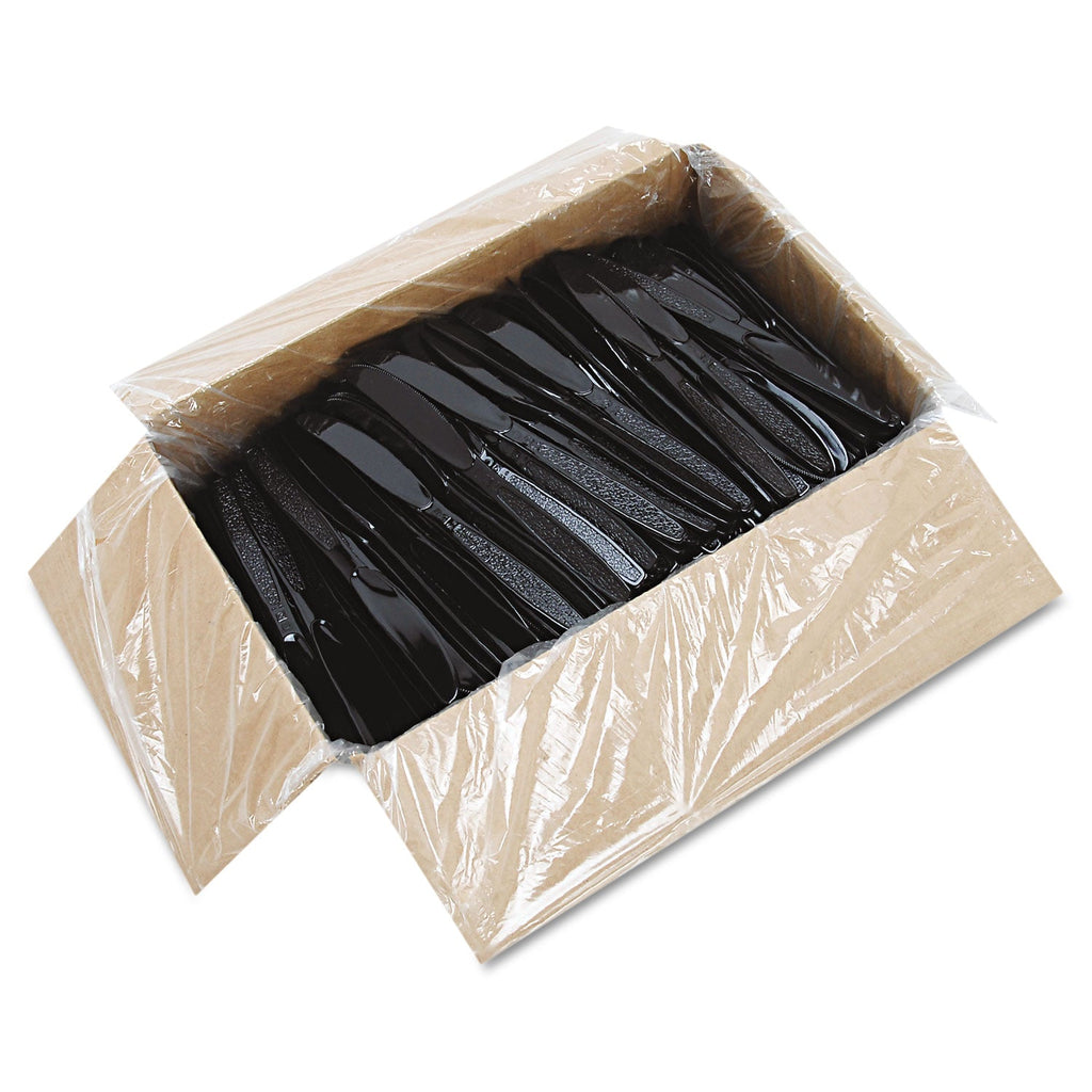 Dart Guildware Heavyweight Plastic Knives, Black, 1000/Carton