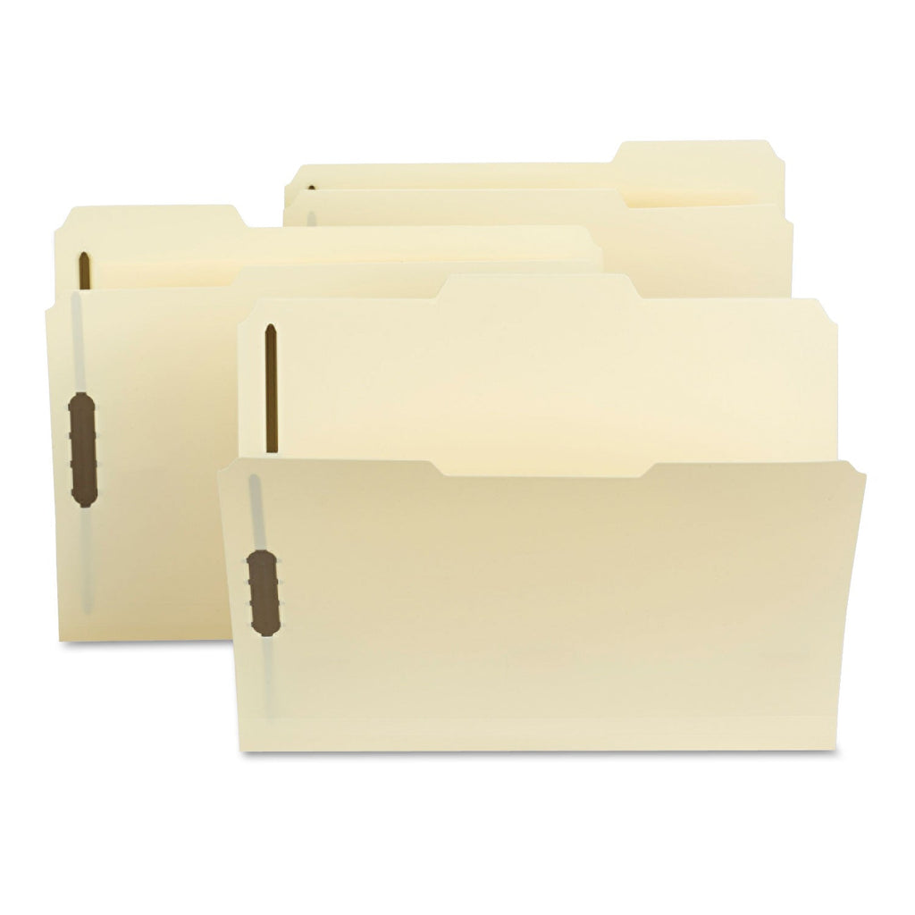 Smead Poly Top Tab Fastener Folders, 2 Fasteners, Letter Size, Manila Exterior, 24/Box