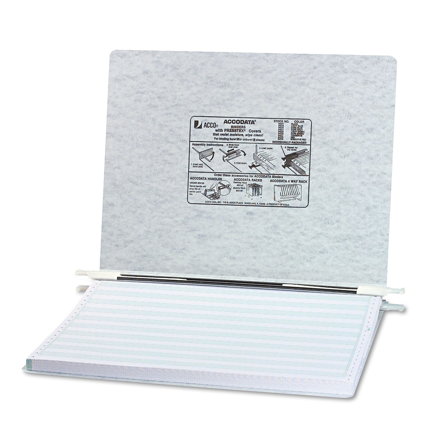 ACCO PRESSTEX Covers with Storage Hooks, 2 Posts, 6" Capacity, 14.88 x 11, Light Gray