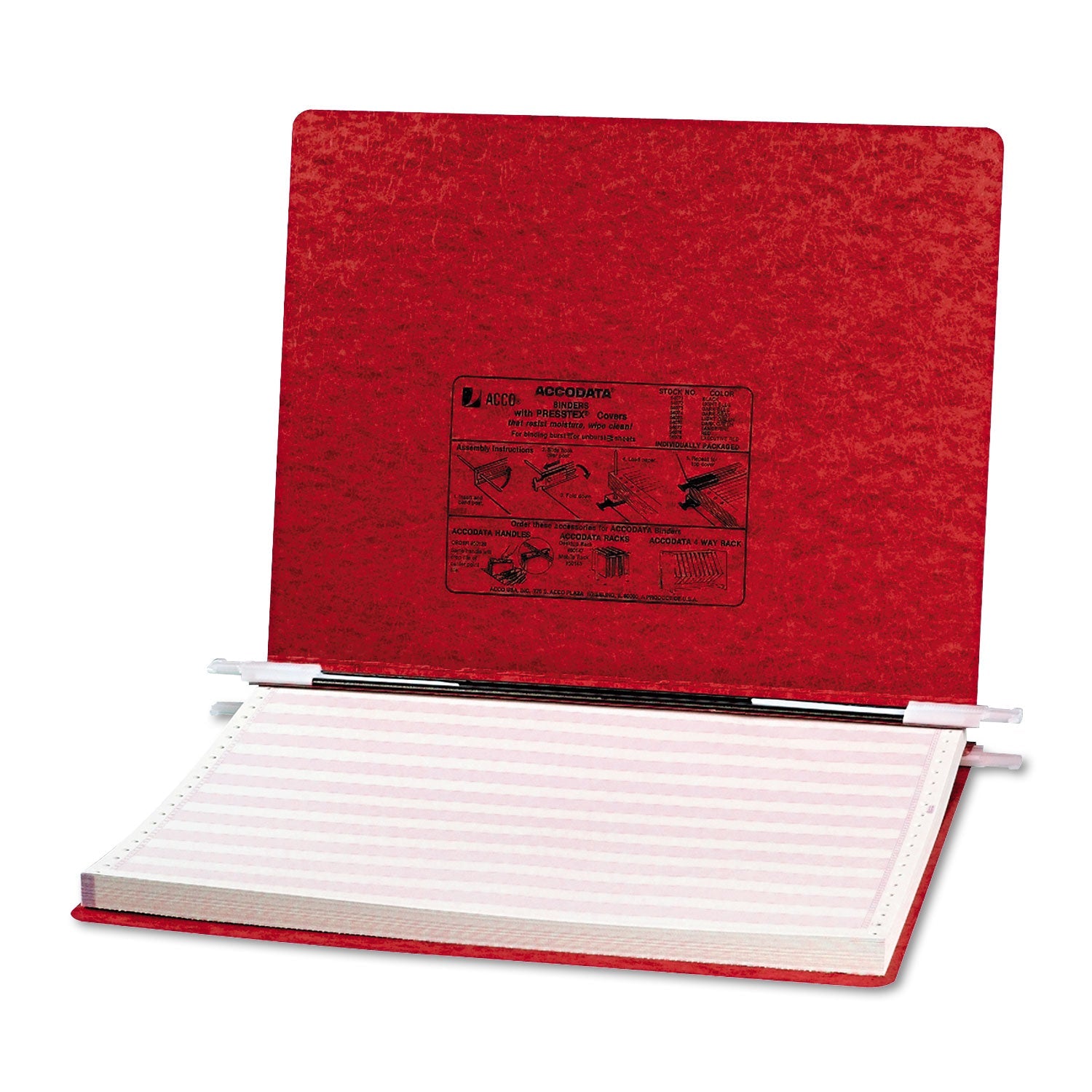 ACCO PRESSTEX Covers with Storage Hooks, 2 Posts, 6" Capacity, 14.88 x 11, Executive Red