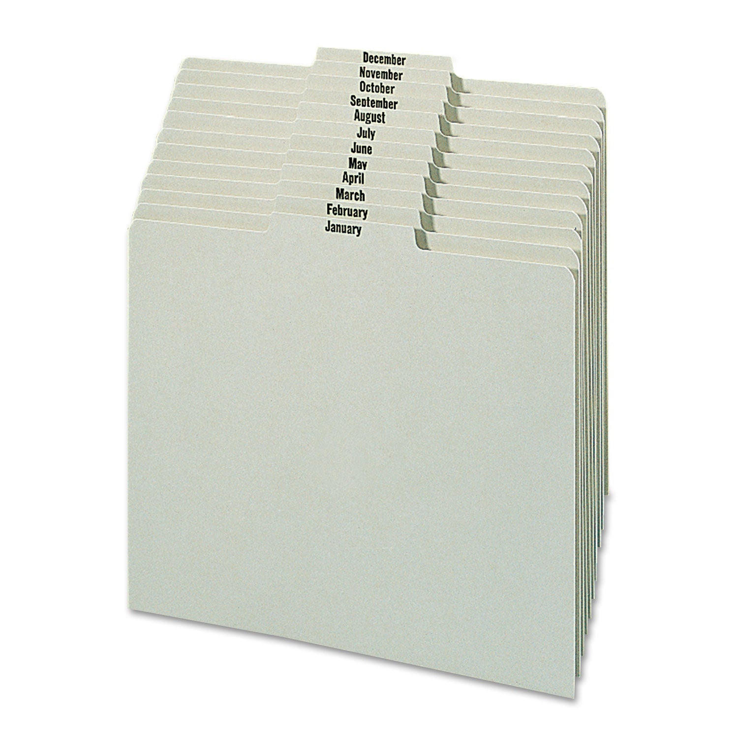 Smead 100% Recycled Monthly Top Tab File Guide Set, 1/3-Cut Top Tab, January to December, 8.5 x 11, Green, 12/Set
