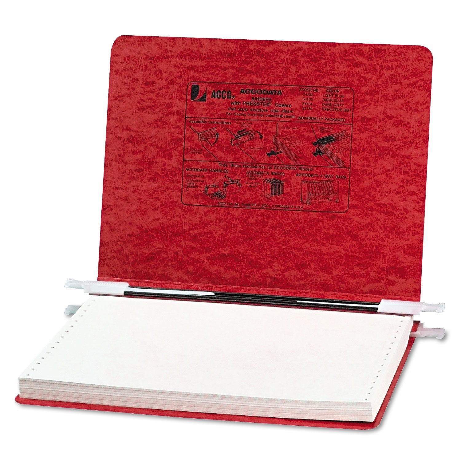 ACCO PRESSTEX Covers with Storage Hooks, 2 Posts, 6" Capacity, 12 x 8.5, Executive Red