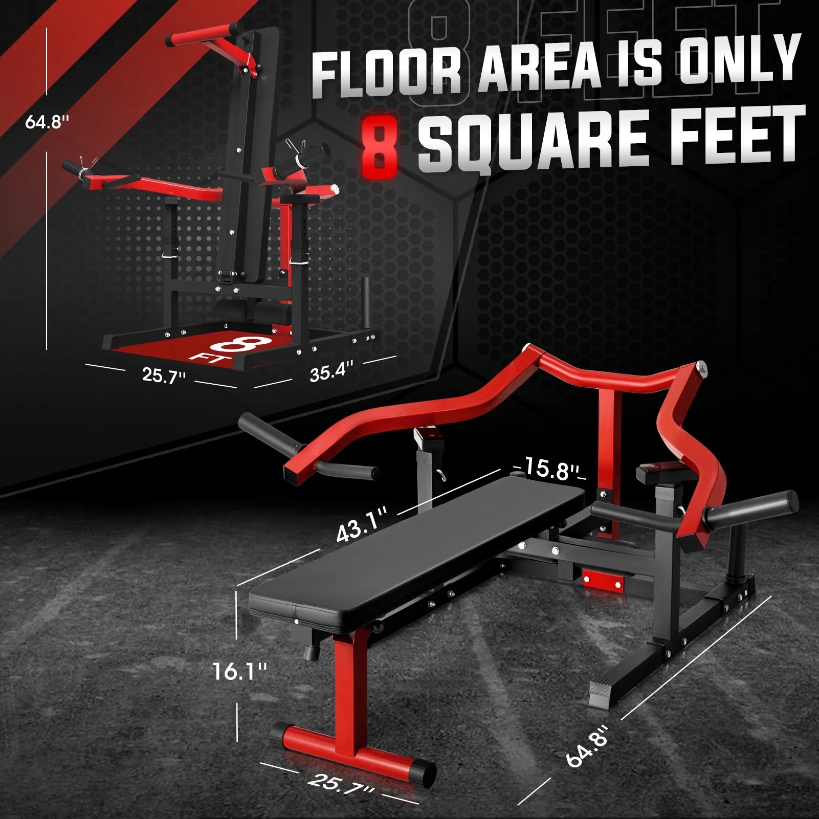 Máquina De Prensa De Pecho, Capacidad De 1250 Lbs Con Brazos Convergentes Independientes, Banco De Fitness Ajustable De Inclinación Plana Para Gimnasio En Casa