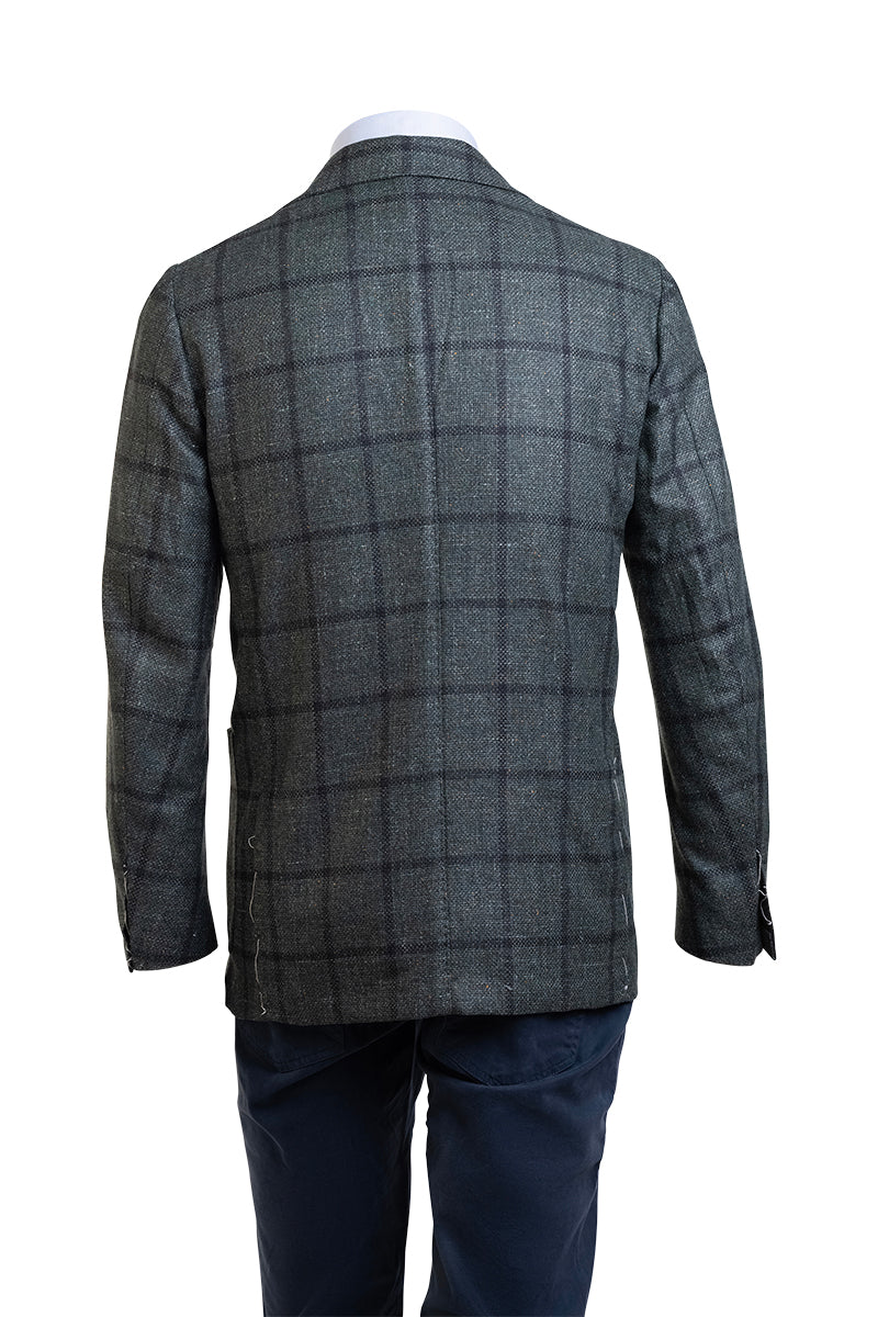 Sartorio Windowpane Virgin Wool-Silk-Linen Sport Jacket