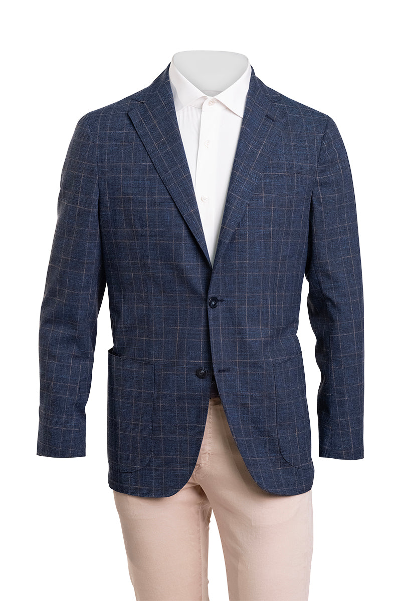 Sartorio Double-Windowpane Wool-Cotton Sport Jacket