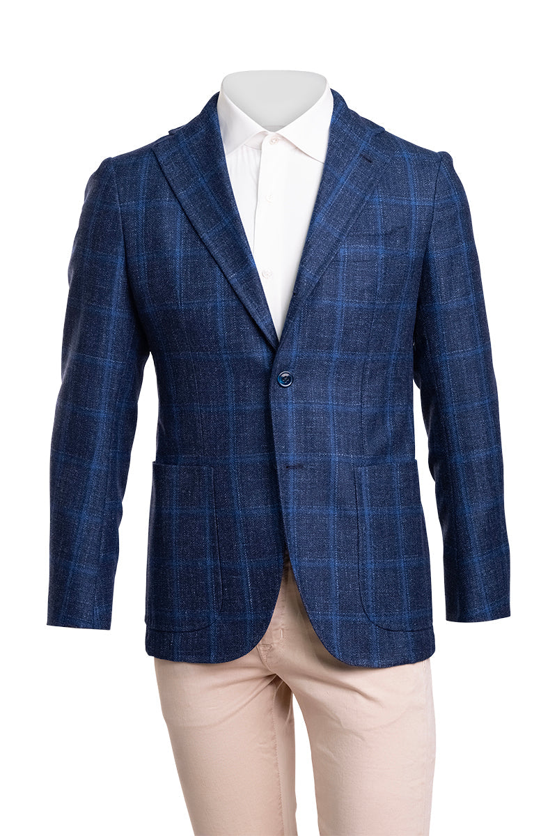 Sartorio Windowpane Virgin Wool-Silk Sport Jacket