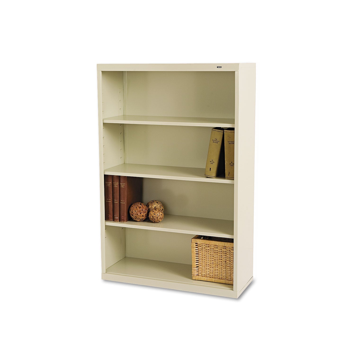 Tennsco Metal Bookcase, Four-Shelf, 34.5w x 13.5d x 52.5h, Putty
