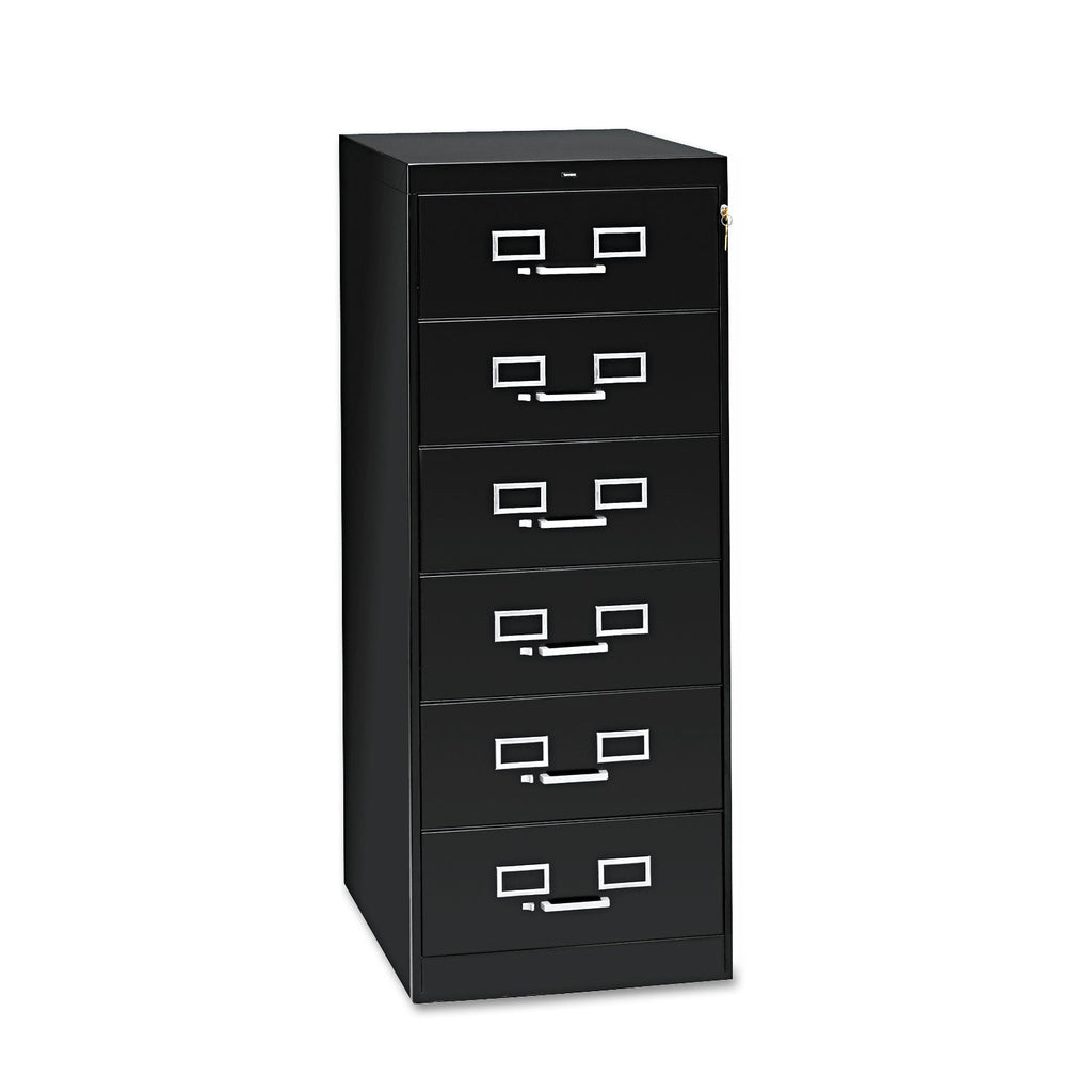 Tennsco Six-Drawer Multimedia/Card File Cabinet, Black, 21.25" x 28.5" x 52"