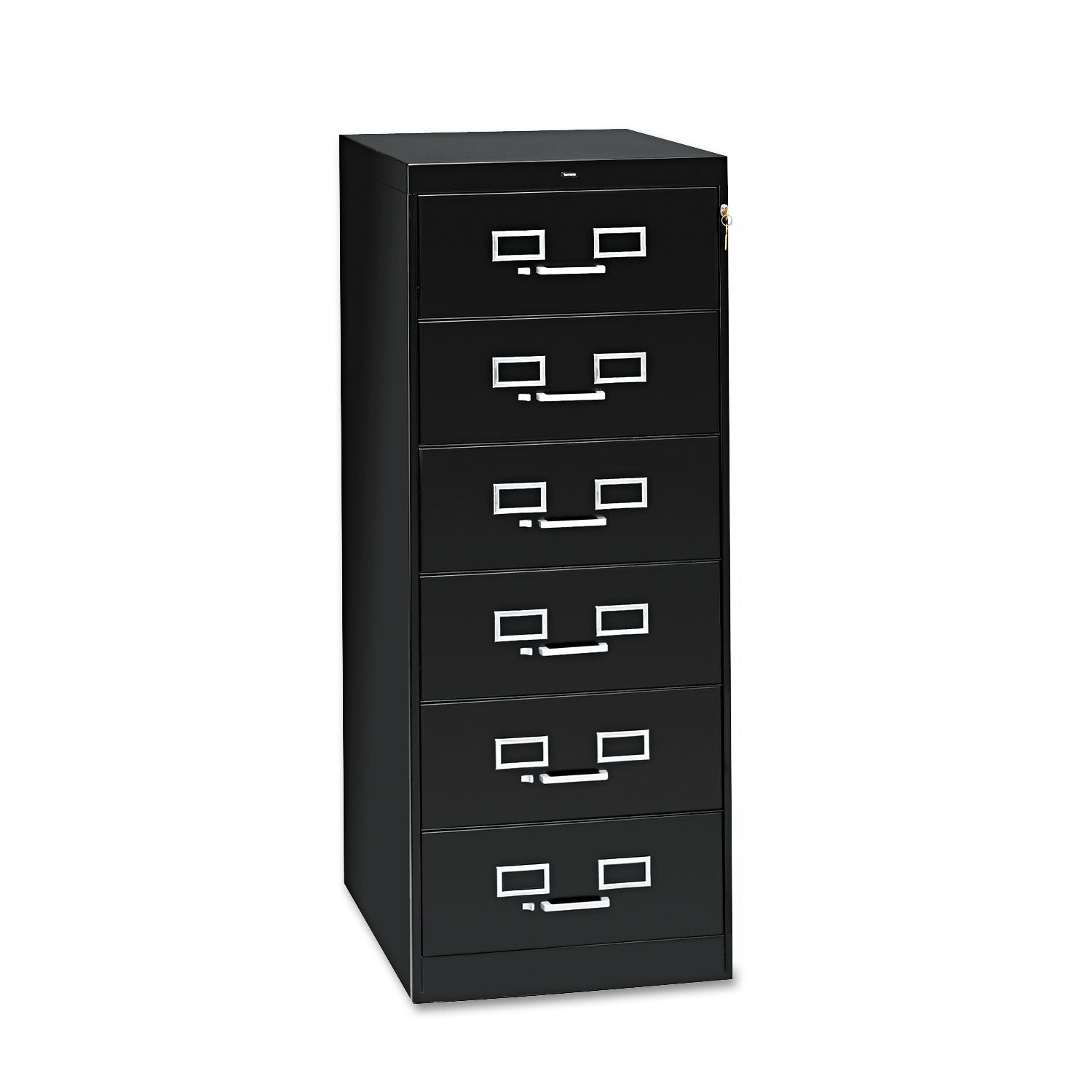 Tennsco Six-Drawer Multimedia/Card File Cabinet, Black, 21.25" x 28.5" x 52"