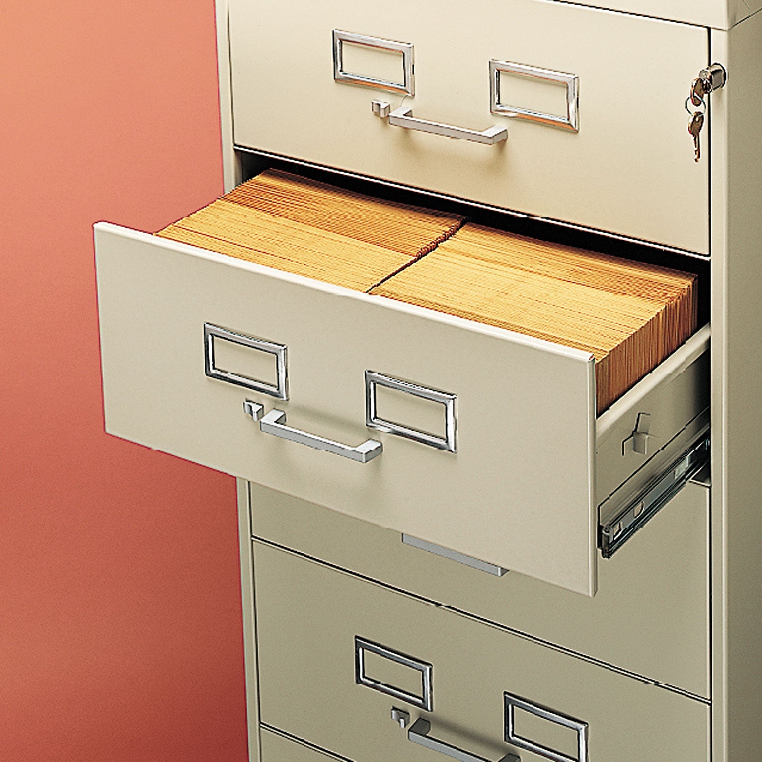 Tennsco Six-Drawer Multimedia/Card File Cabinet, Black, 21.25" x 28.5" x 52"