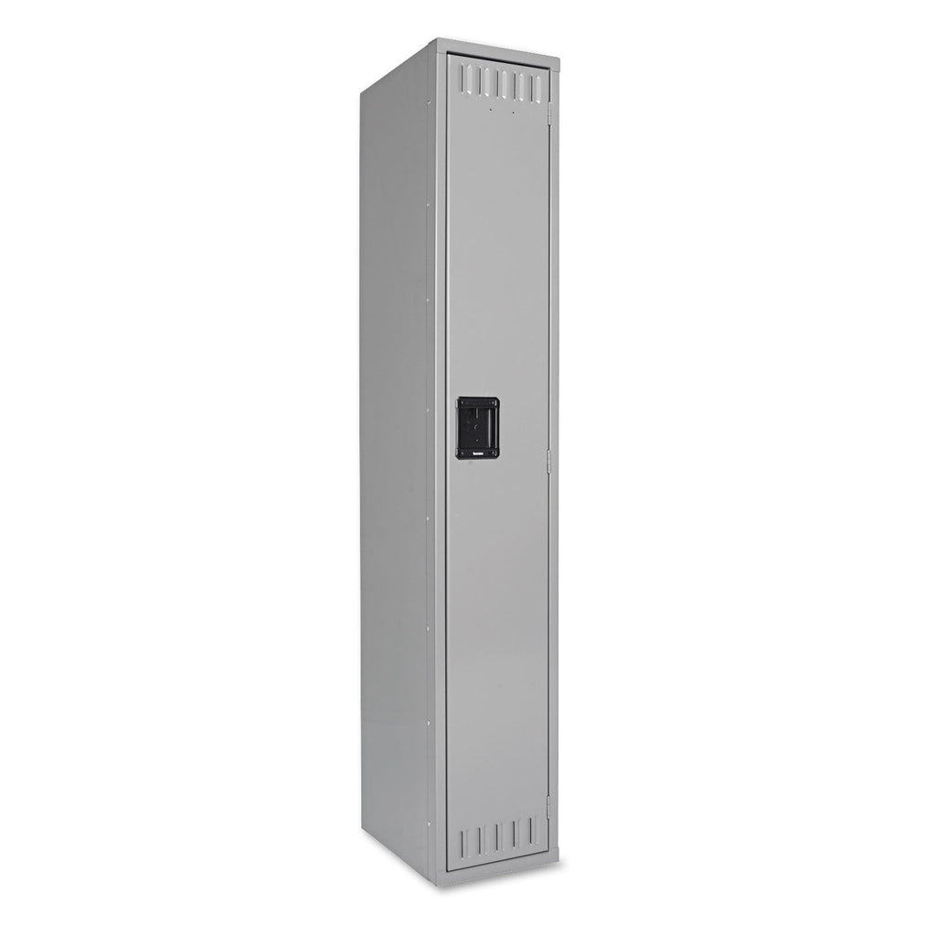 Tennsco Single-Tier Locker, One Locker with Hat Shelf and Coat Rod, 12" x 18" x 72", Medium Gray