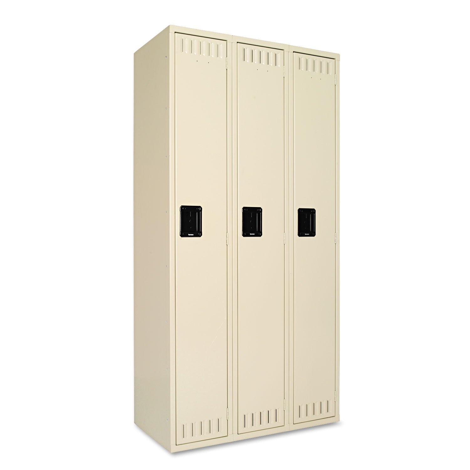 Tennsco Single-Tier Locker, Three Lockers with Hat Shelves and Coat Rods, 36" x 18" x 72", Sand