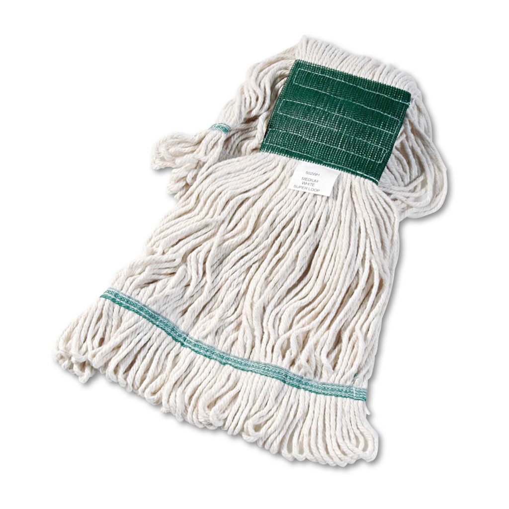 Boardwalk Super Loop Wet Mop Head, Cotton/Synthetic Fiber, 5" Headband, Medium Size, White