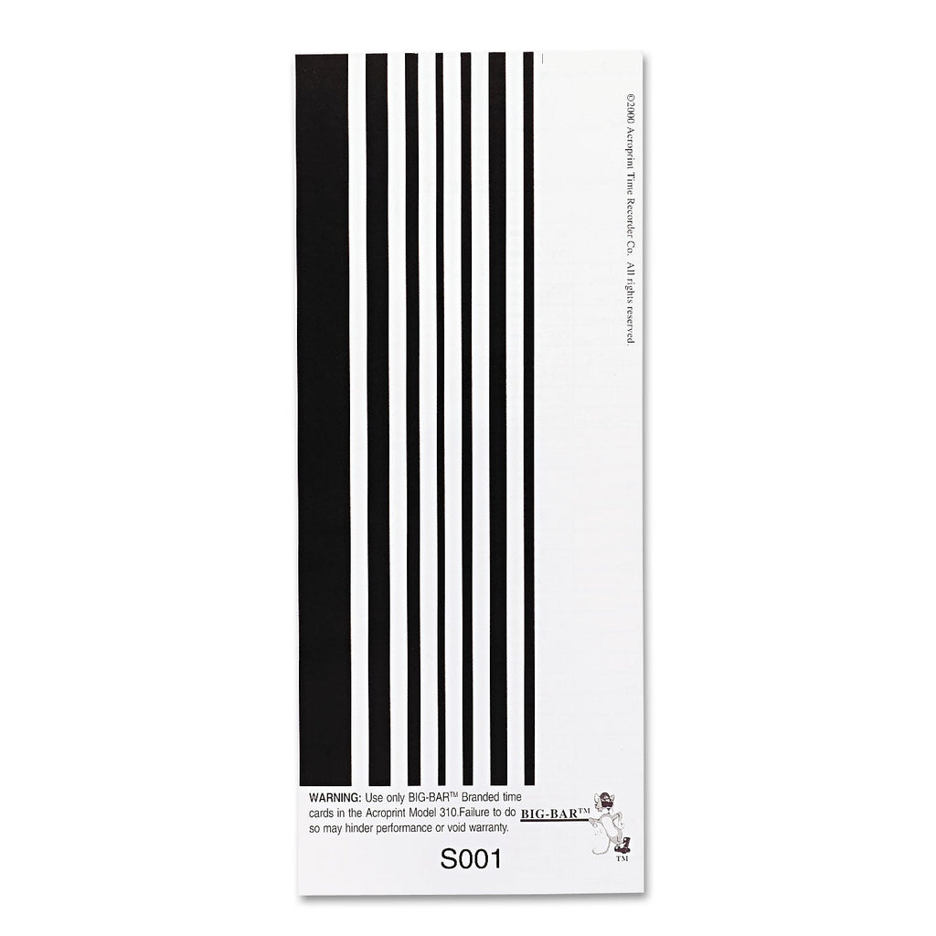 Acroprint Time Clock Cards for Acroprint ATT310, One Side, 4 x 10, 200/Pack