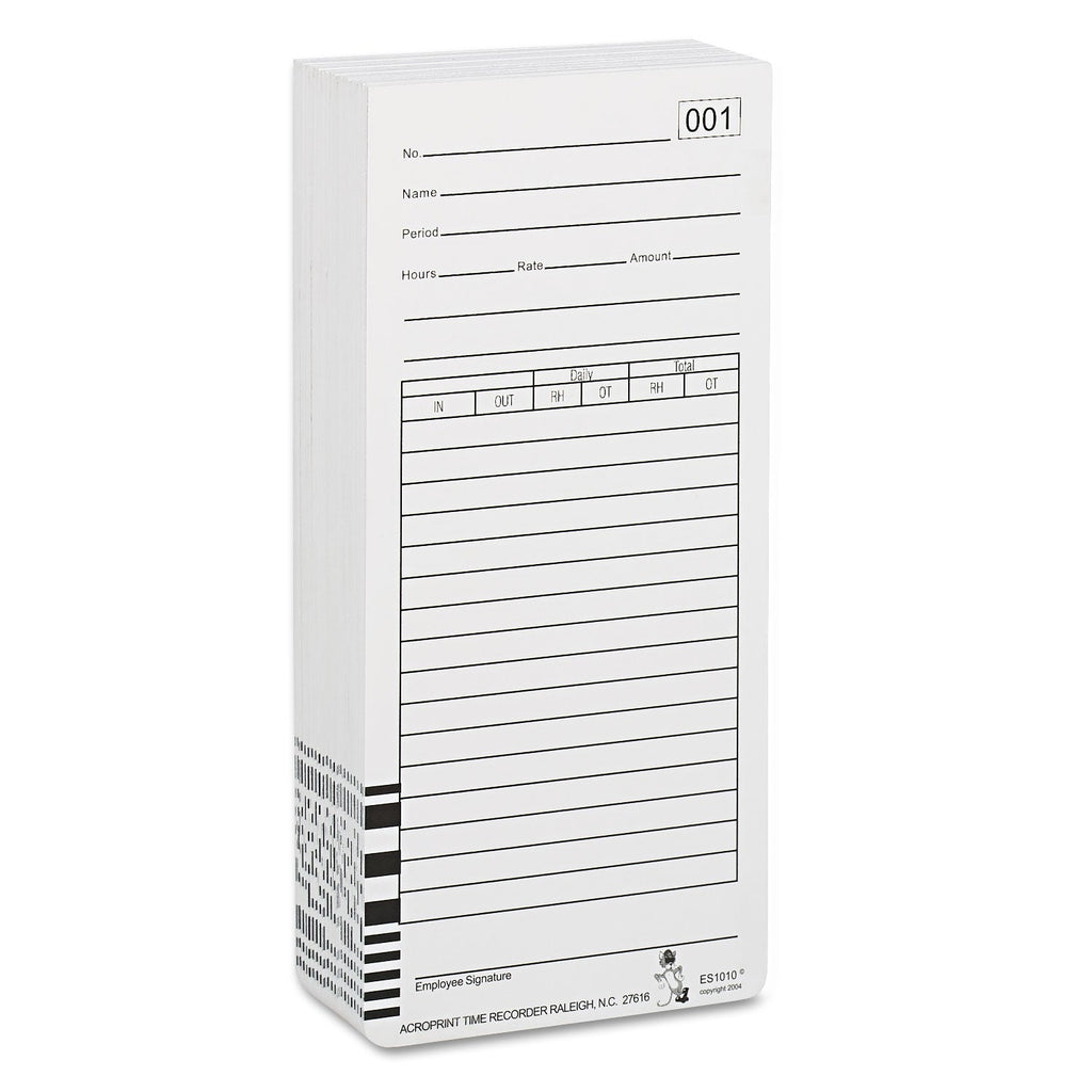 Acroprint Time Clock Cards for Acroprint ES1000, Two Sides, 3.5 x 7, 100/Pack