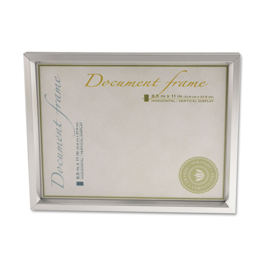 Universal Plastic Document Frame, for 8.5 x 11, Easel Back, Metallic Silver