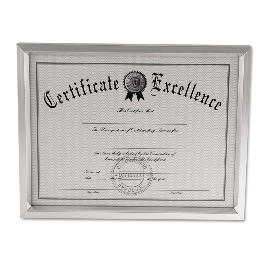 Universal Plastic Document Frame, for 8.5 x 11, Easel Back, Metallic Silver