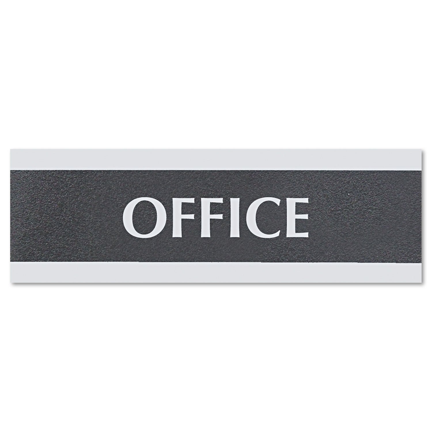 Headline Century Series Office Sign, OFFICE, 9 x 3, Black/Silver