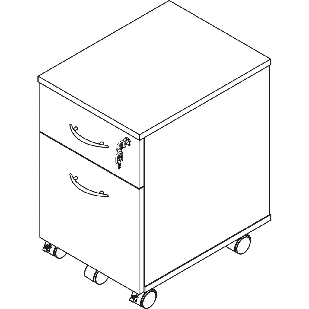 Alera Valencia Series Mobile Pedestal, Left or Right, 2-Drawers: Box/File, Legal/Letter, Espresso, 15.88" x 19.13" x 22.88"