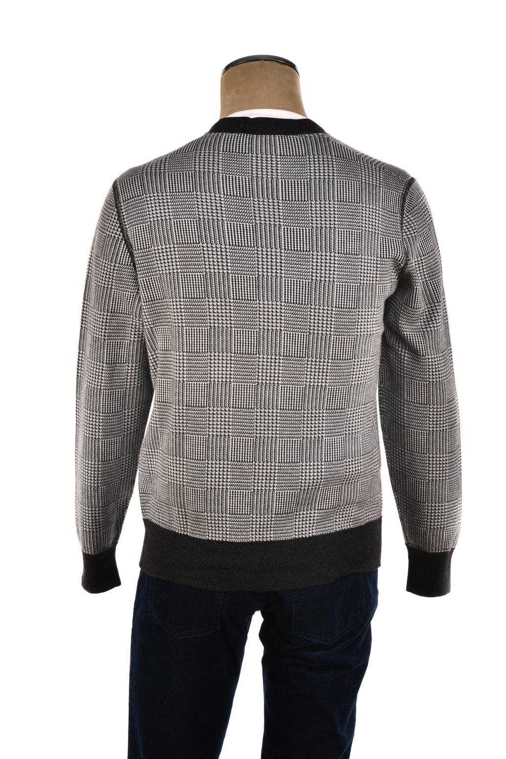 Manrico Prince of Wales Cashmere Button Down V-Neck Cardigan