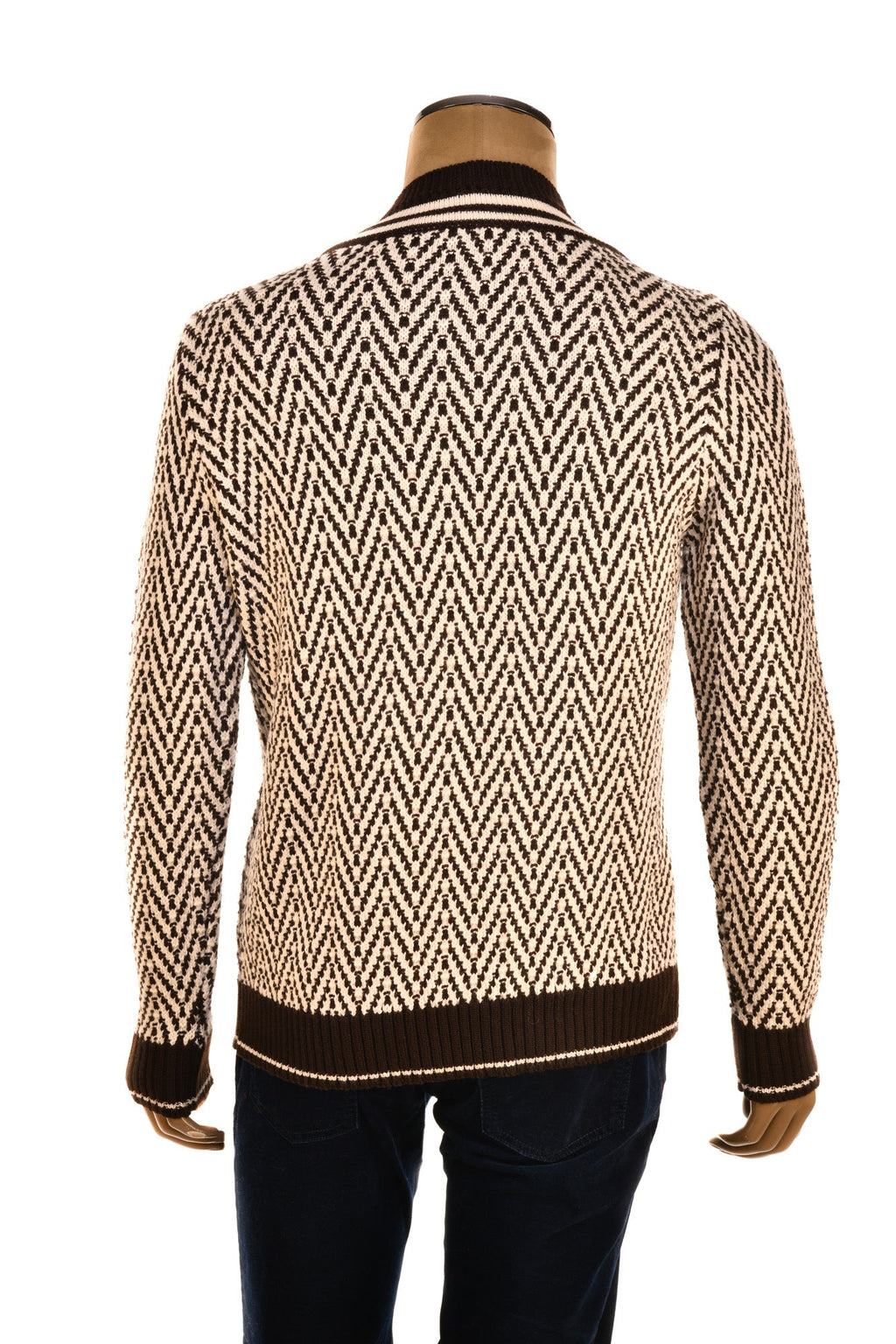 Fedeli Herringbone Virgin Wool V-Neck Knit Sweater