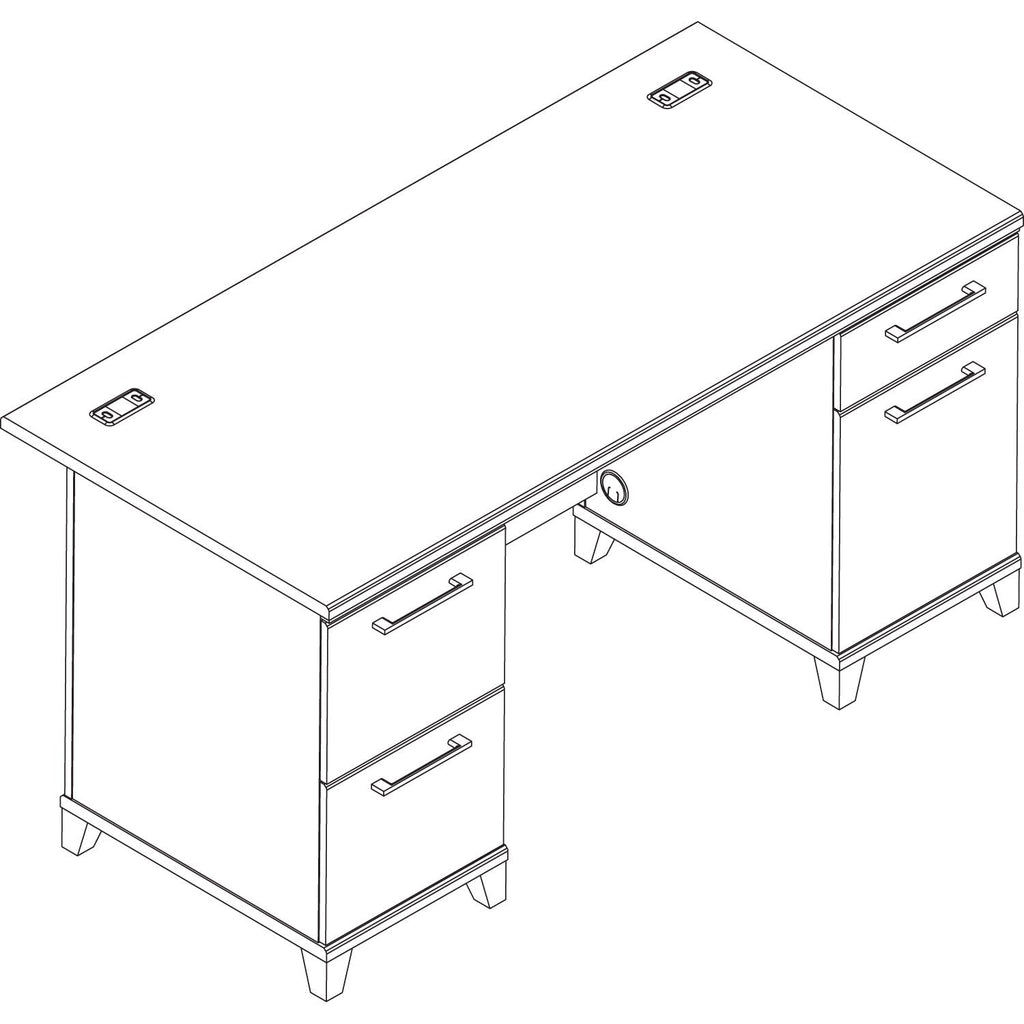 Bush Enterprise Collection Double Pedestal Desk, 60" x 28.63" x 29.75", Harvest Cherry, (Box 1 of 2)
