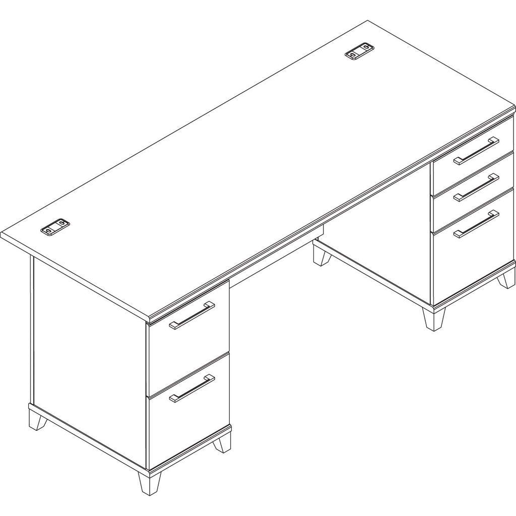 Bush Enterprise Collection Double Pedestal Desk, 70.13" x 28.63" x 29.75", Mocha Cherry, (Box 1 of 2)