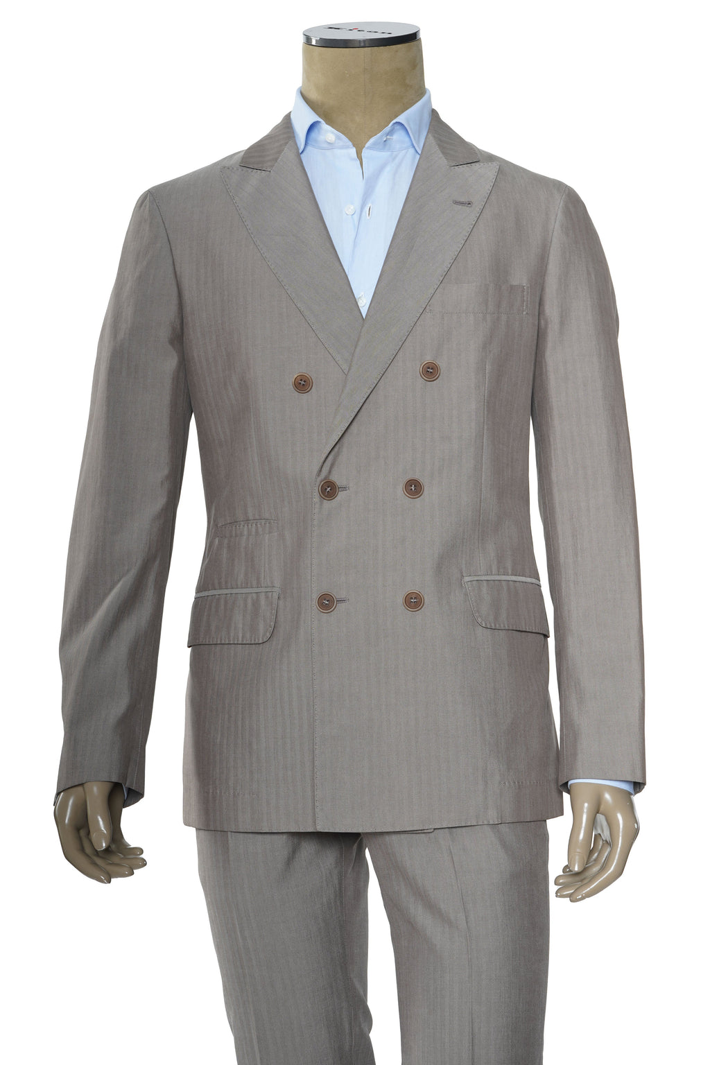 Brunello Cucinelli Double-Breasted Jumbo Pinstripe Cotton Suit