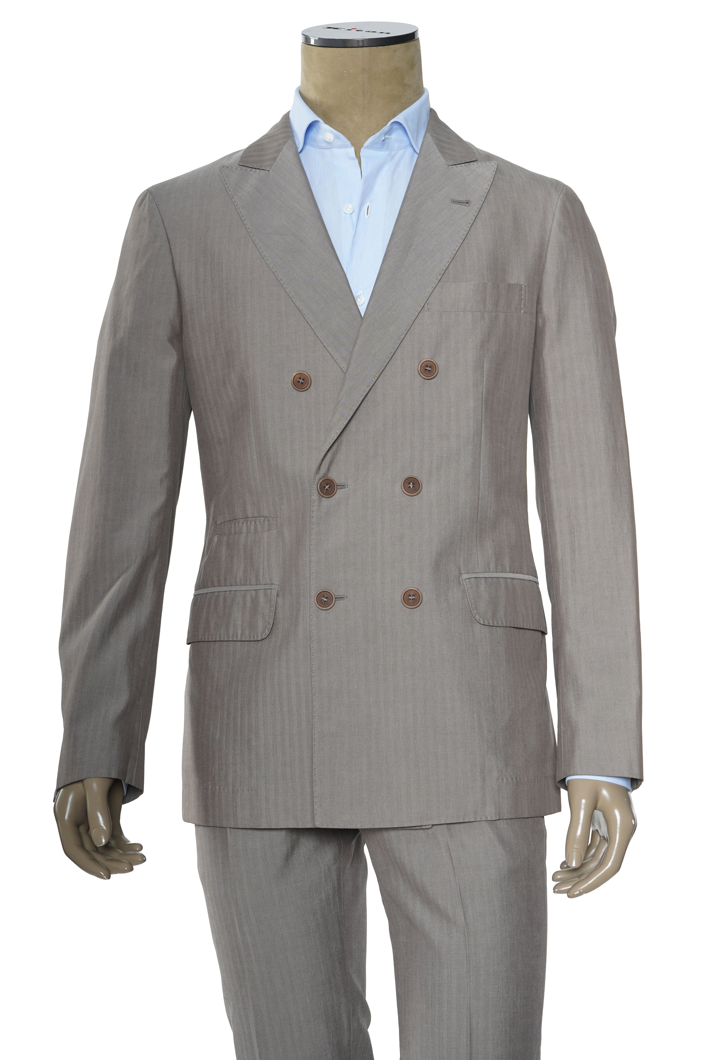 Brunello Cucinelli Double-Breasted Jumbo Pinstripe Cotton Suit