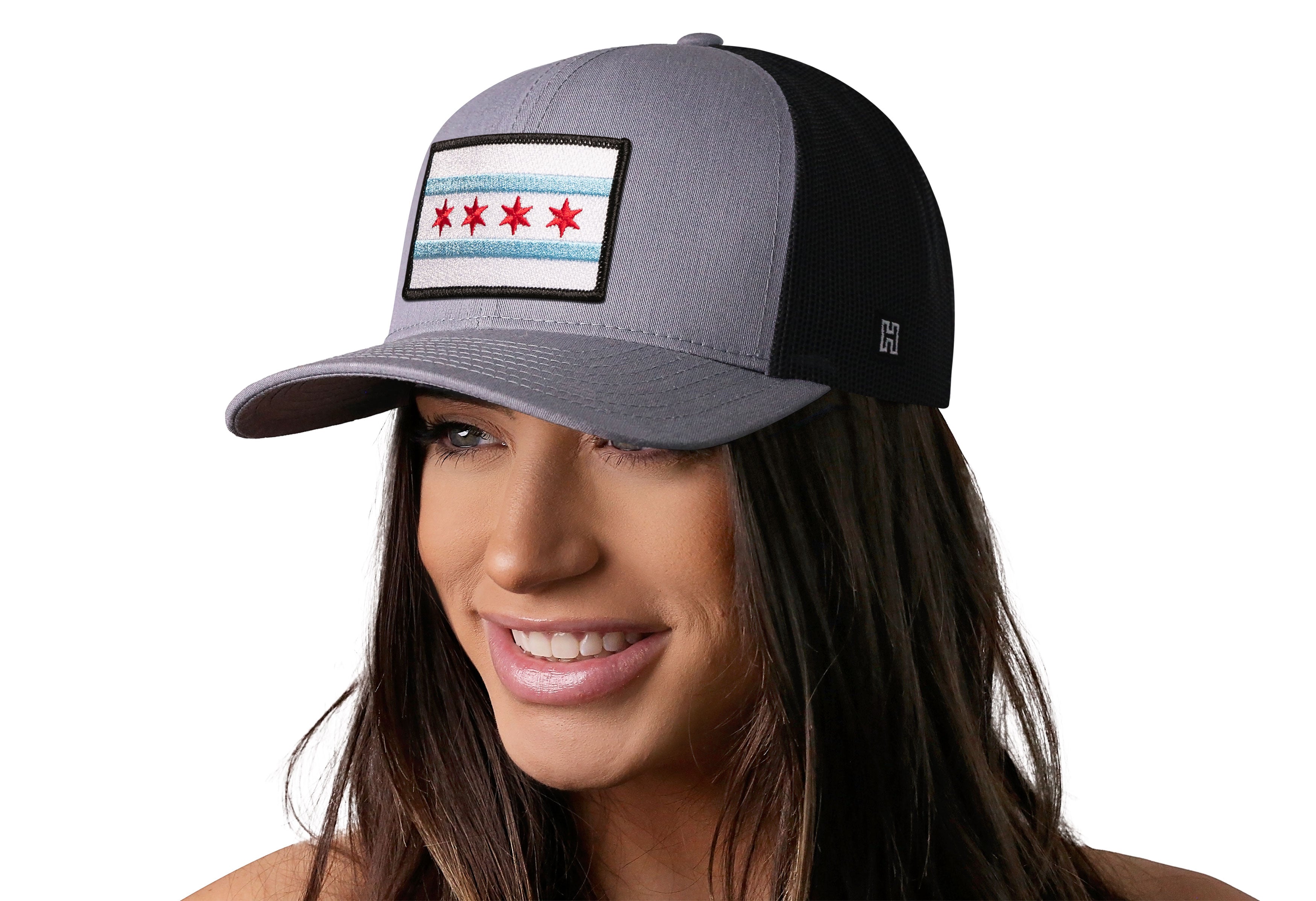 Chicago Flag Trucker Hat  |  Gray-Black City Snapback