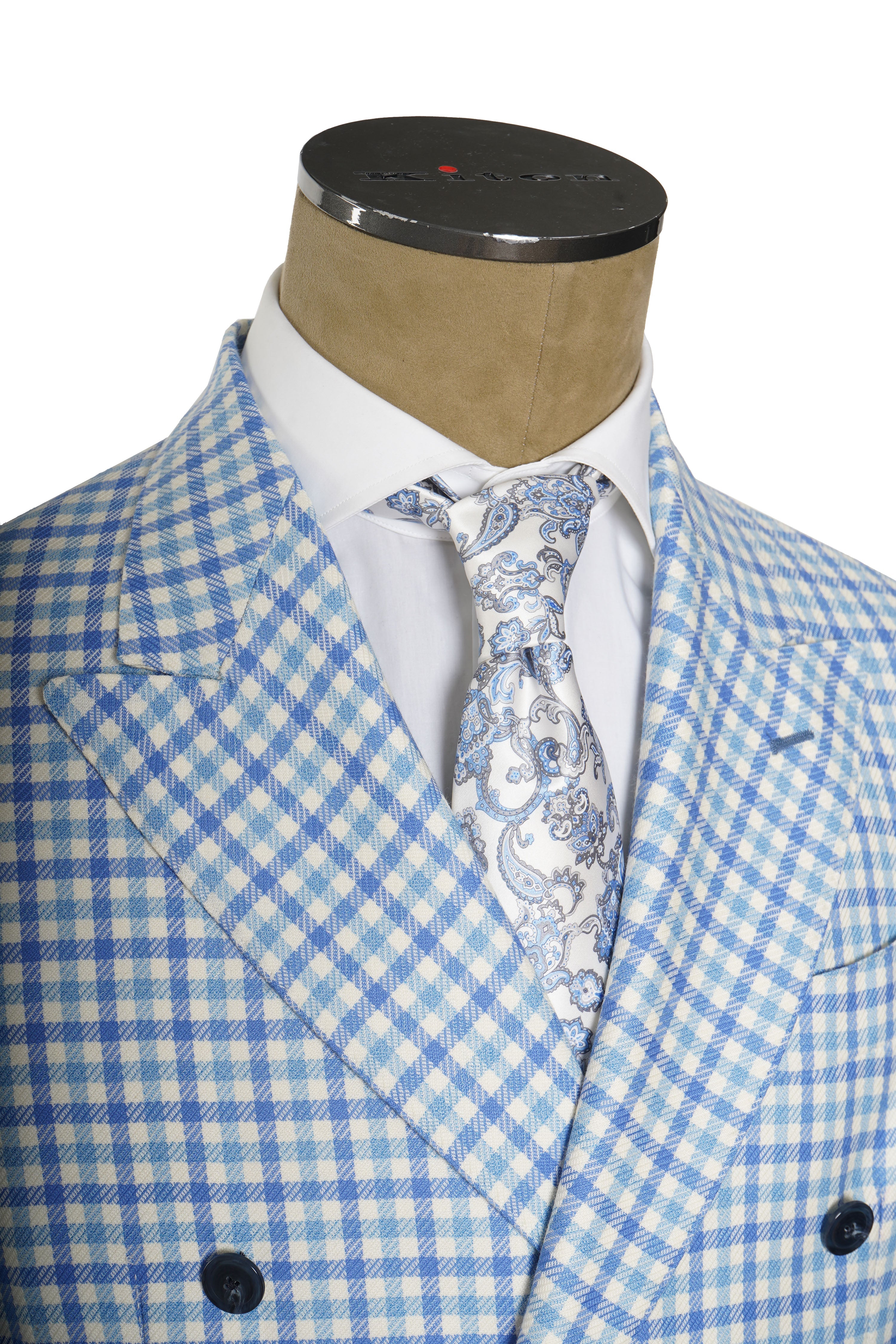 Sartorio Double Breasted Shepherd Check Cashmere Sport Jacket