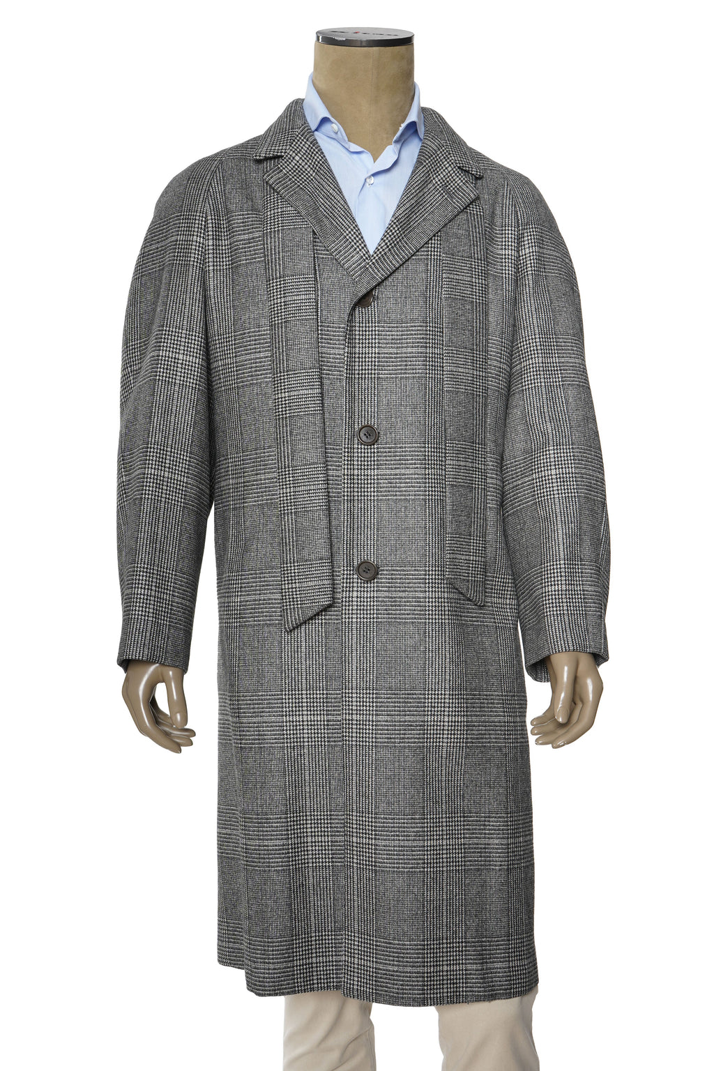 Kiton Prince of Wales Cashmere Button Down Overcoat