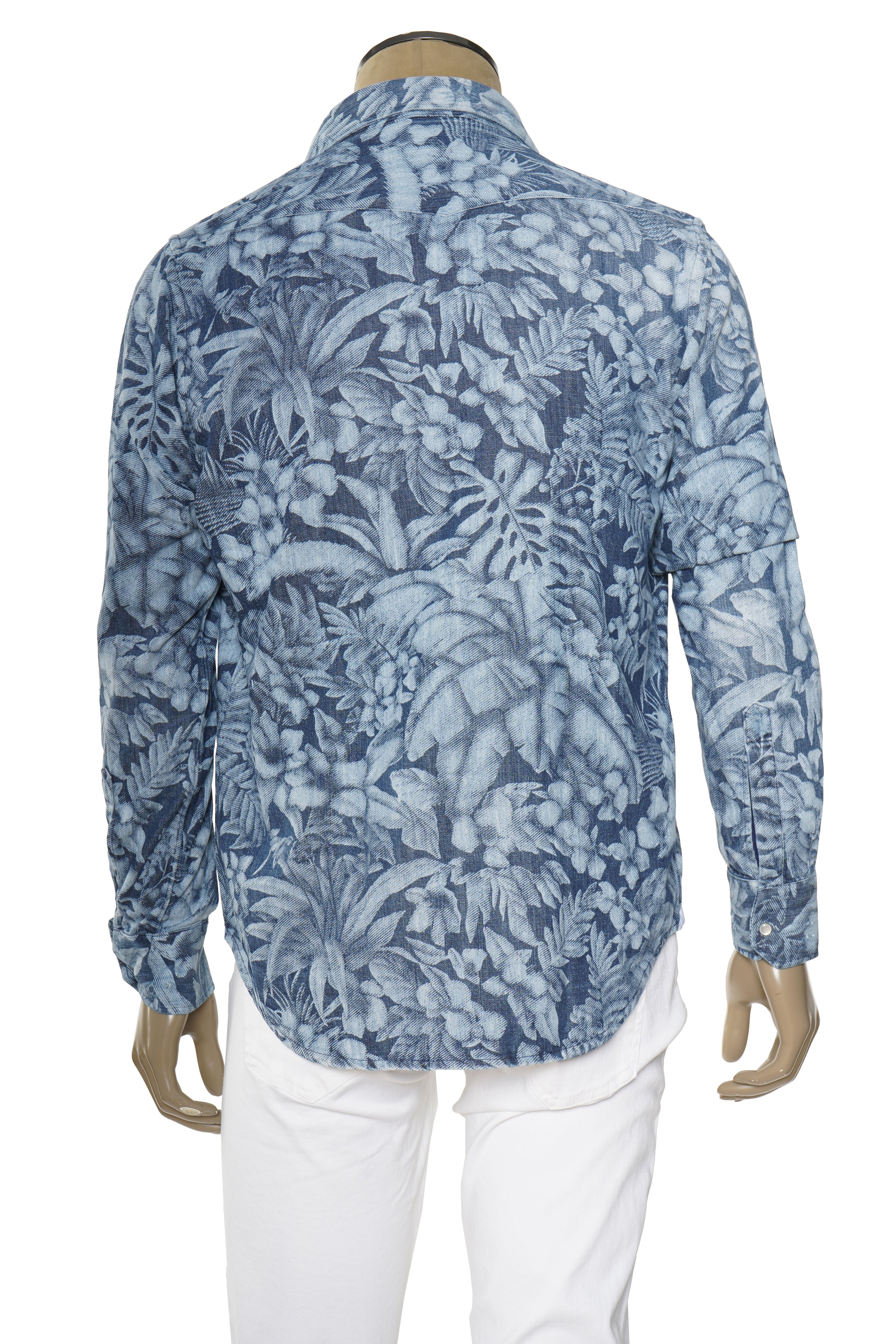 Sartorio Floral Denim Snap Button Cotton Overshirt
