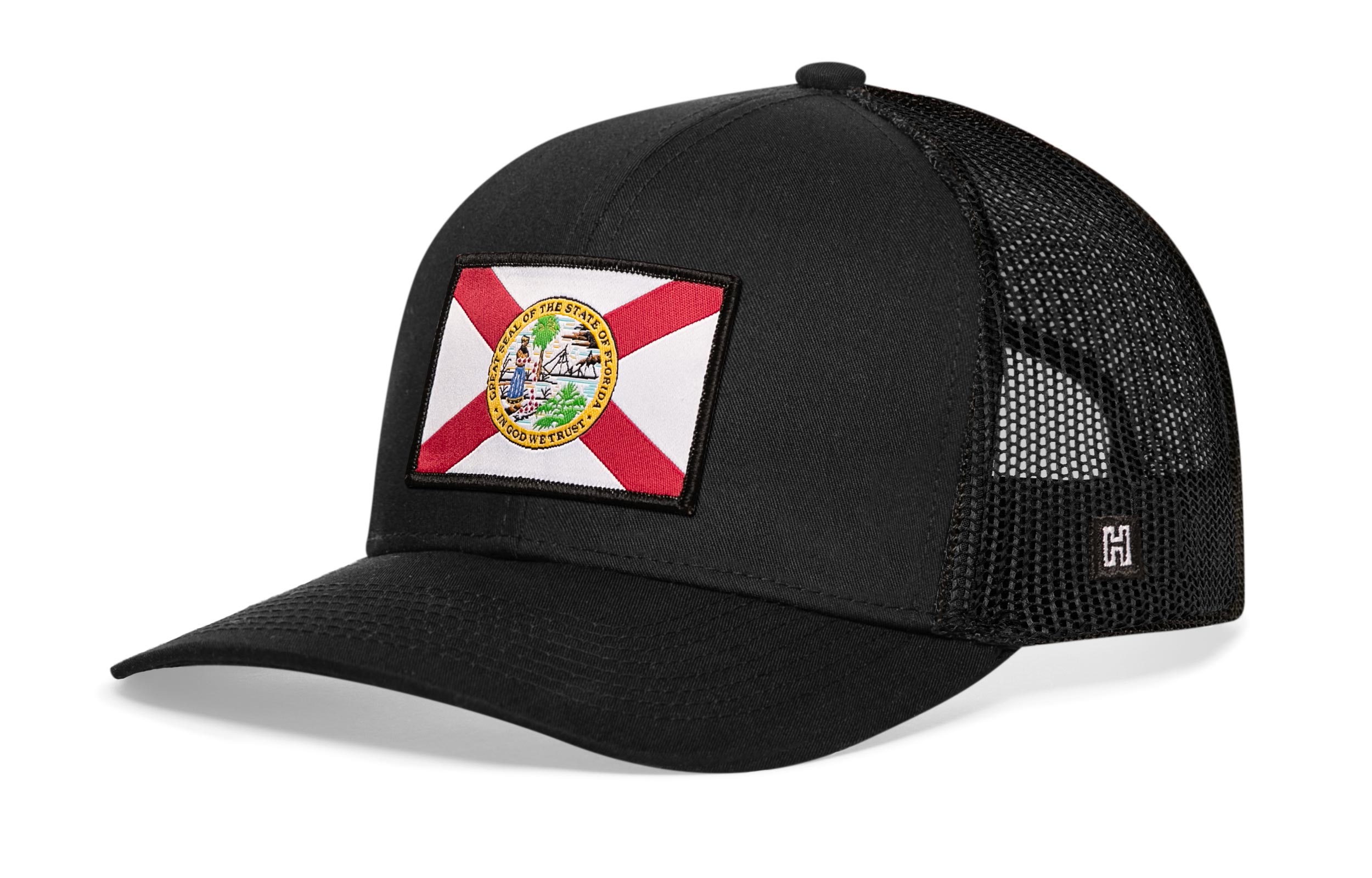 Florida Flag Trucker Hat  |  Gray-Black FL Snapback