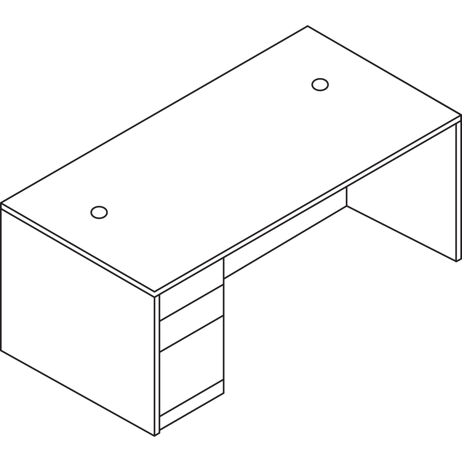HON 10500 Series "L" Workstation Left Pedestal Desk with Full-Height Pedestal, 72" x 36" x 29.5", Harvest