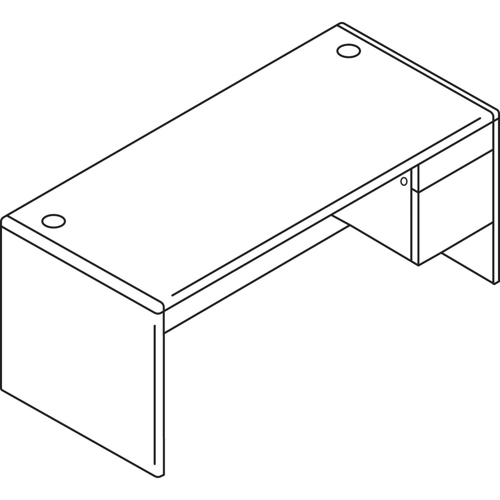 HON 10700 Series "L" Workstation Desk with Three-Quarter Height Pedestal on Right, 66" x 30" x 29.5", Mahogany