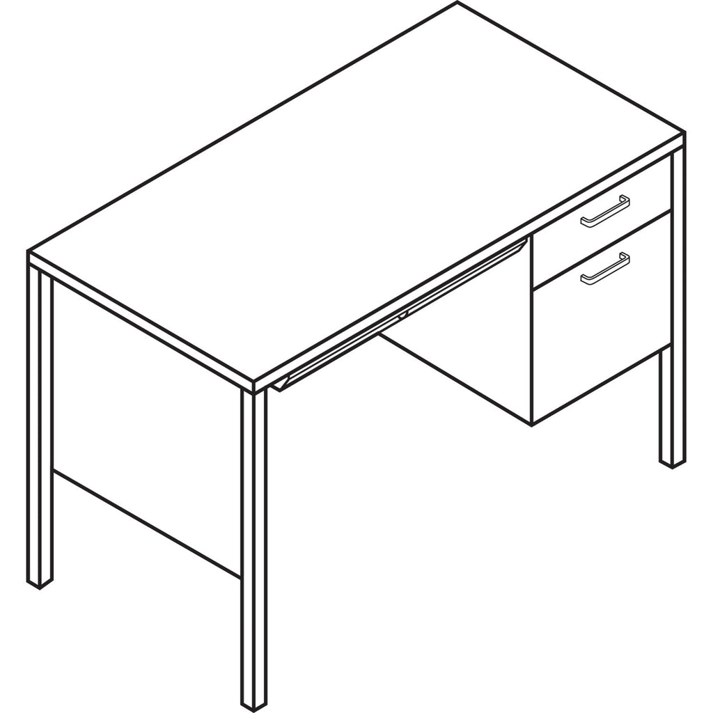 HON 34000 Series Right Pedestal Desk, 45.25" x 24" x 29.5", Harvest/Putty