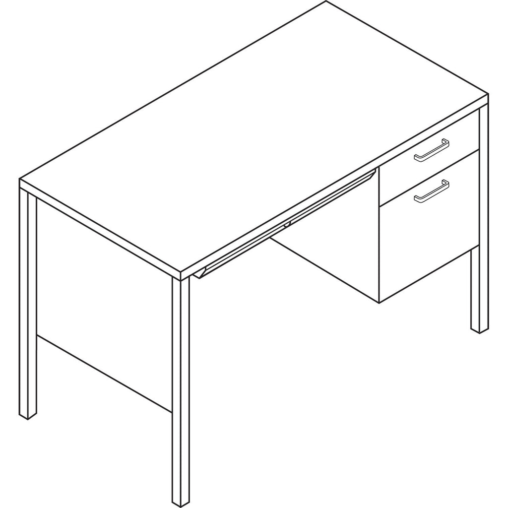 HON 34000 Series Right Pedestal Desk, 45.25" x 24" x 29.5", Mocha/Black