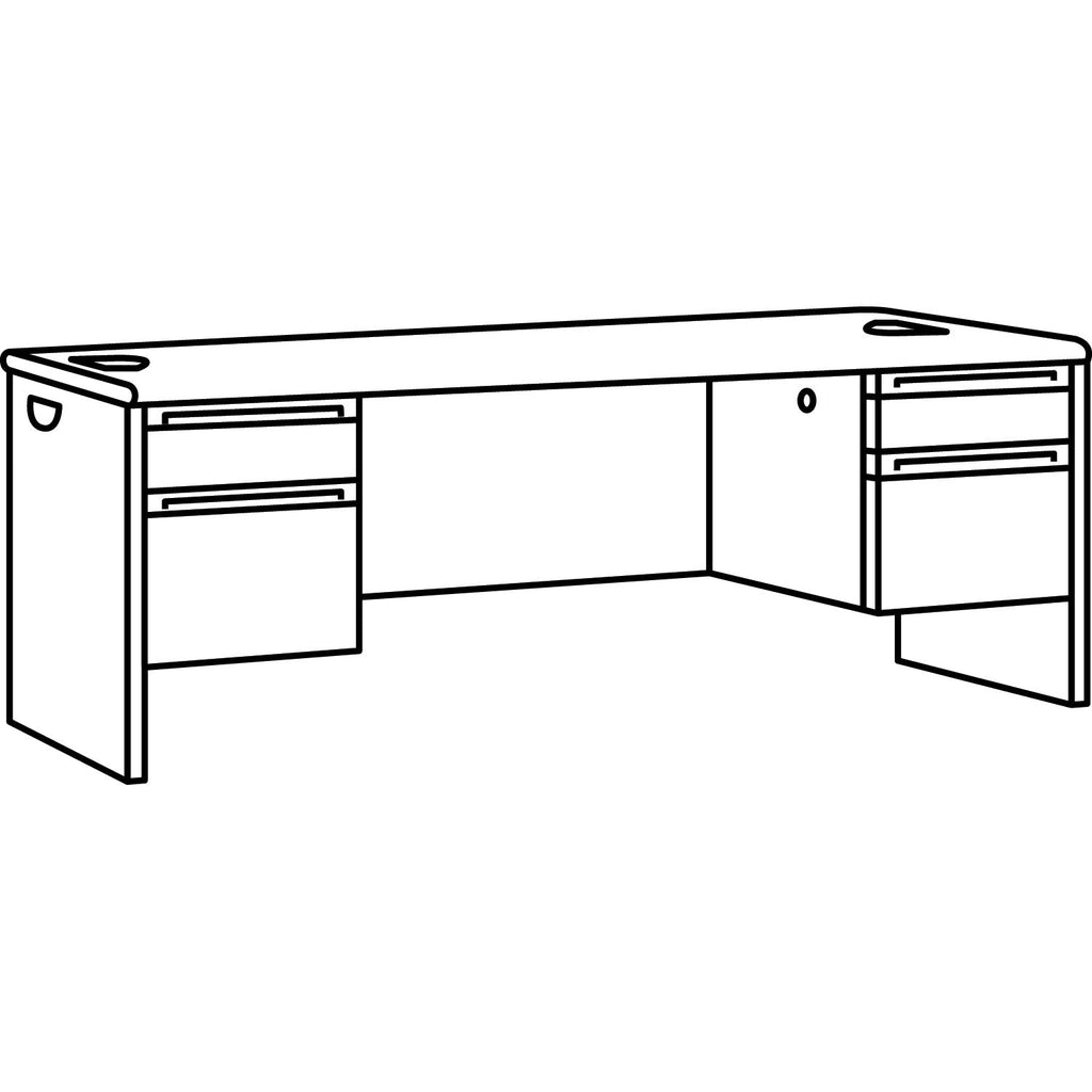 HON 38000 Series Double Pedestal Desk, 72" x 36" x 29.5", Mahogany/Charcoal