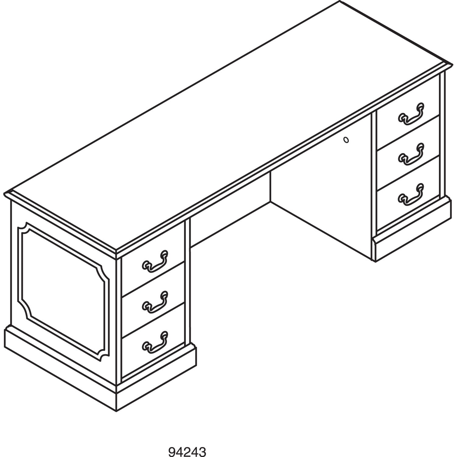 HON 94000 Series Kneespace Credenza, 72w x 24d x 29.5h, Mahogany