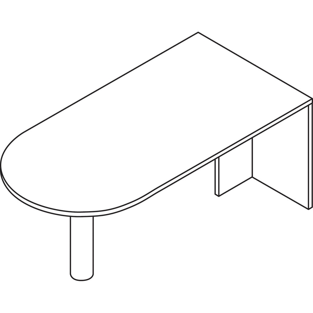 HON Foundation Peninsula with End Panel, Steel Support Column, 72w x 36d x 29h, Shaker Cherry