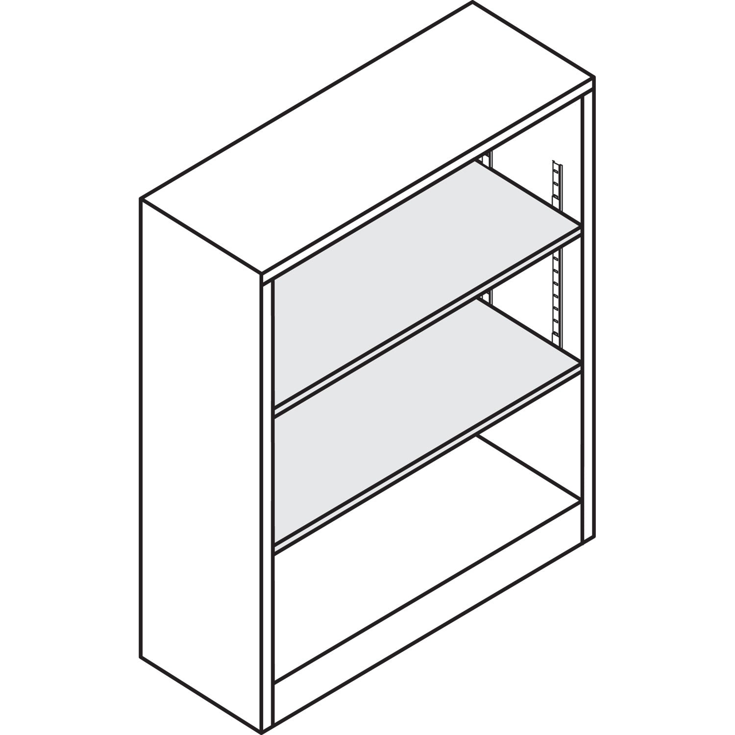 HON Metal Bookcase, Three-Shelf, 34.5w x 12.63d x 41h, Black