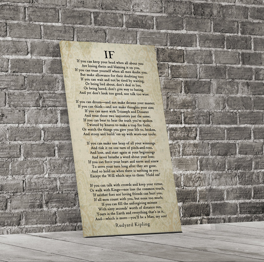If Poem By Rudyard Kipling Canvas Wall Art, Graduation Gift for Son, IF Print On Canvas, Rudyard Kipling Poetry, You'll Be A Man My Son