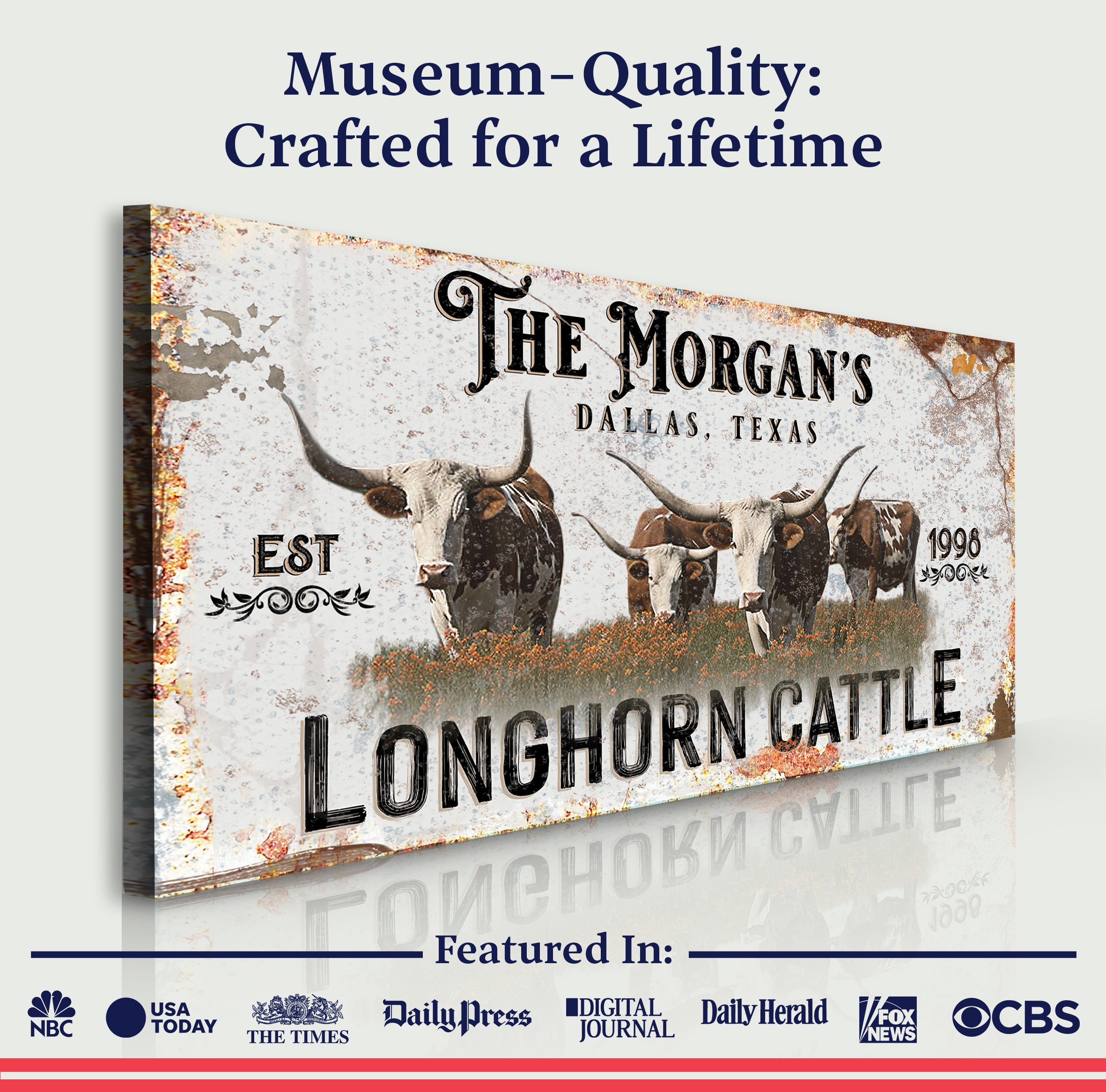 Personalized Long Horn Cattle Sign II