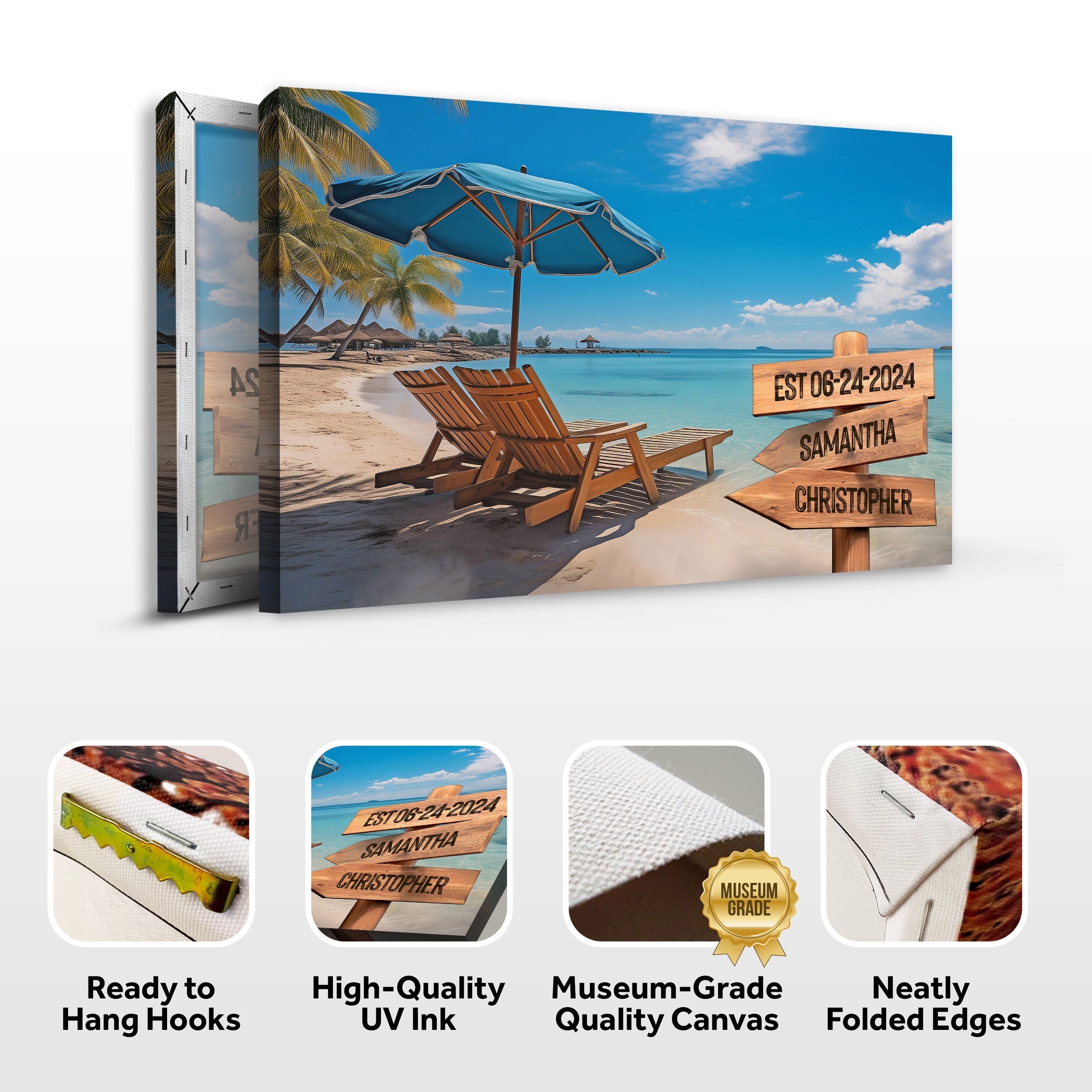 Summer Beach Family Names Sign