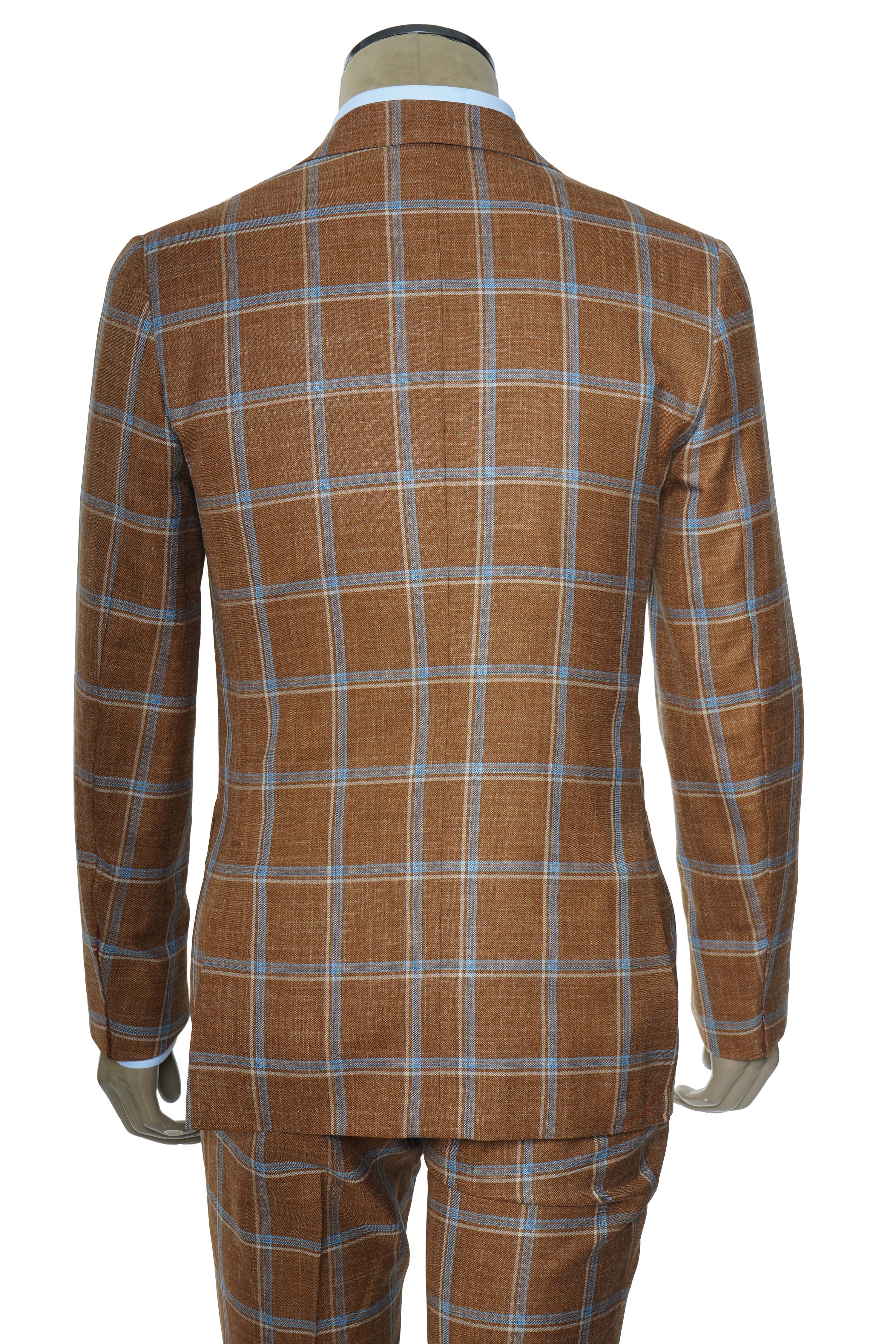 Isaia Double Windowpane Wool-Silk-Linen Suit