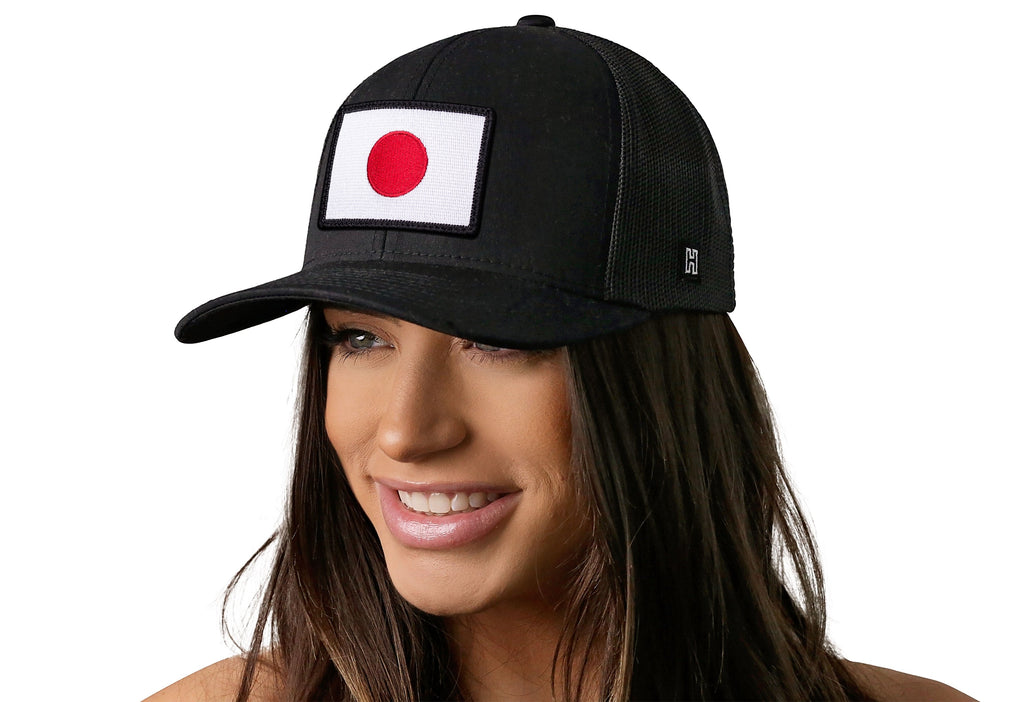 Japanese Flag Trucker Hat  |  Black Japan Snapback