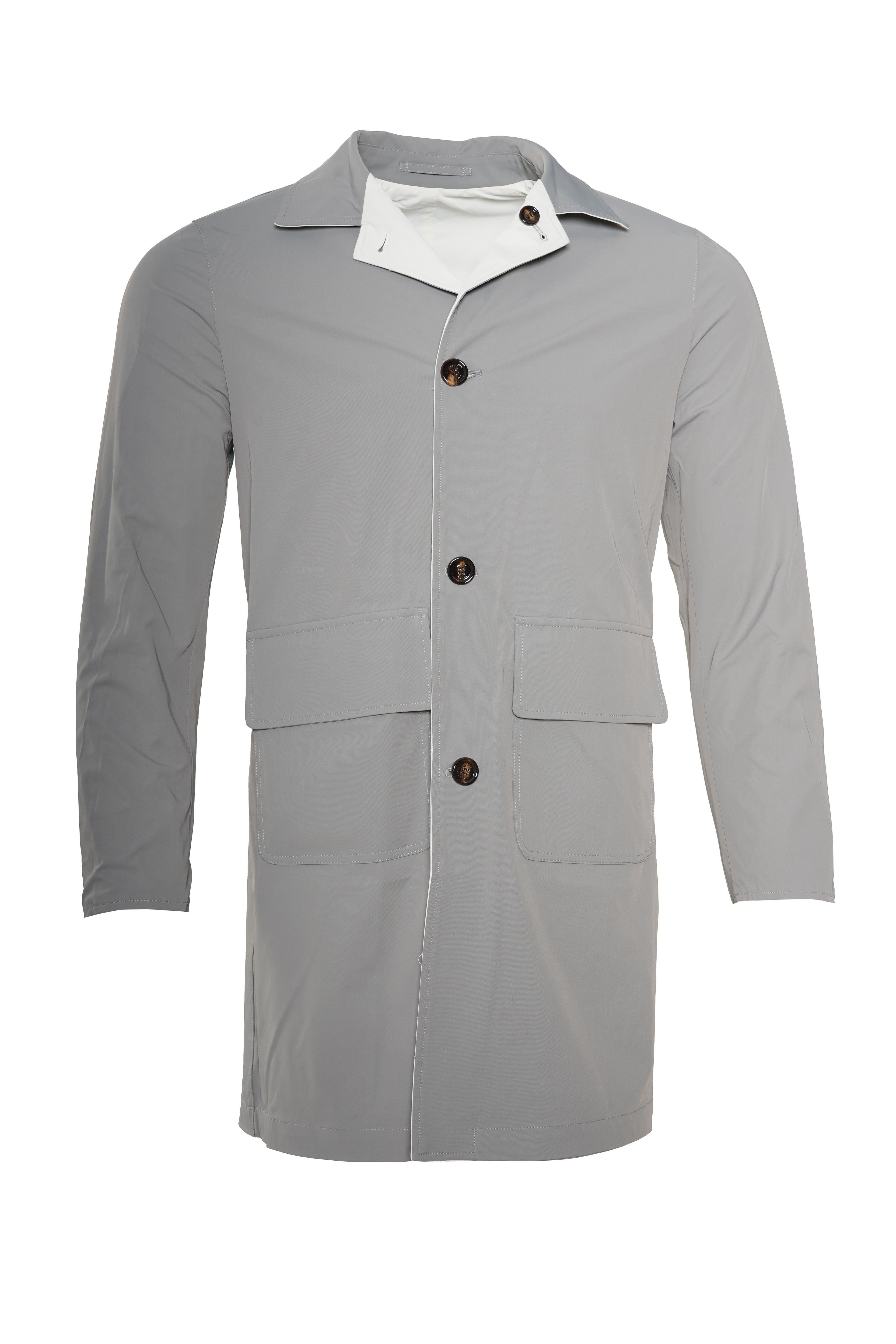 Kired Kim Solid Nylon Reversible Button Up Overcoat