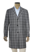 Kiton Windowpane Wool Button Down Overcoat