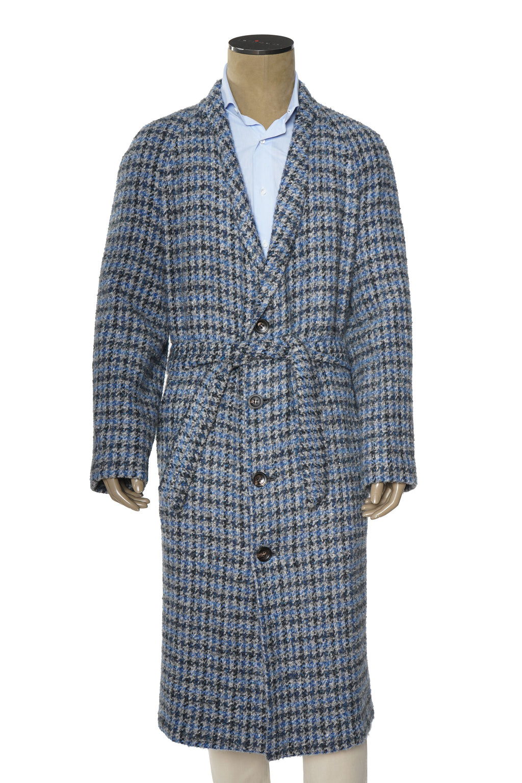 Kiton Woven Virgin Wool Button Down Overcoat